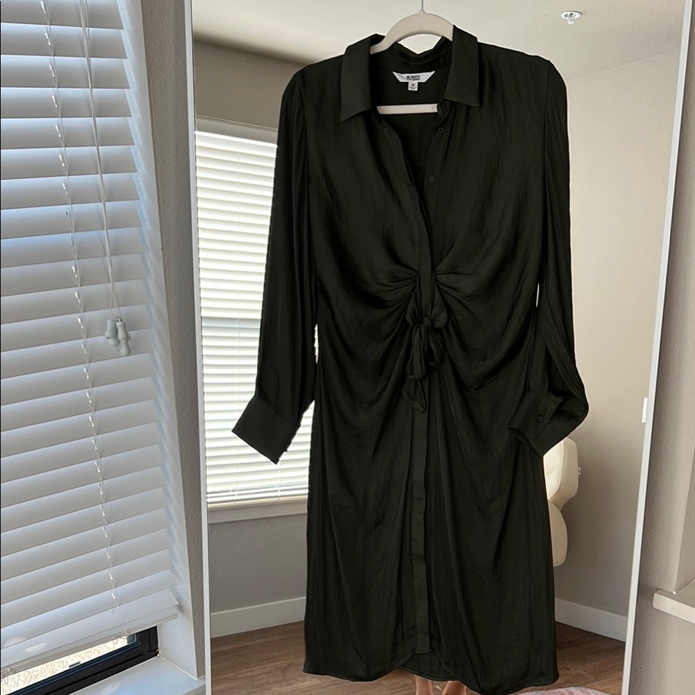Steve Madden green Long Sleeve Shirt Dress - Picture 3 of 7